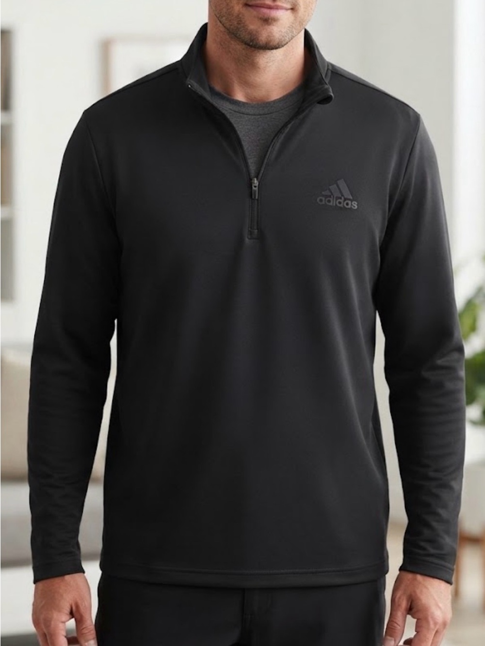 Adidas Men's Black 1/4-Zip Athletic Pullover Size Large JG3422